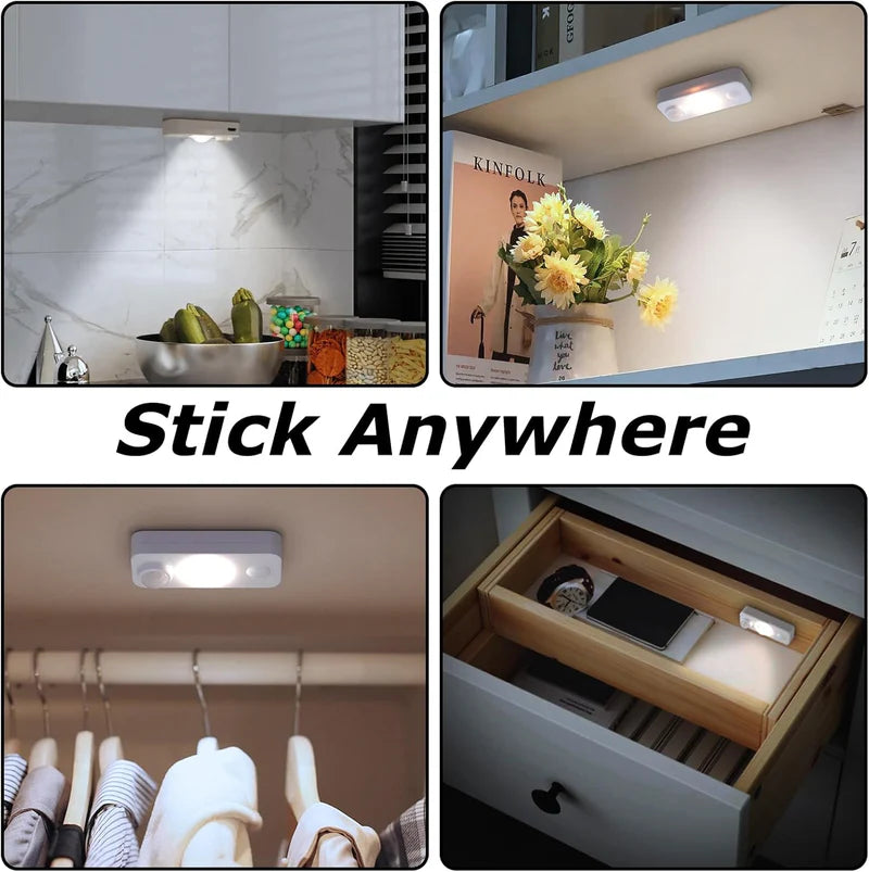 LightingWill Rechargeable LED Puck Closet Light 4/6/8 Pack, Motion Sensor Tap Switch Dimmable Cabinet Light, Warm / Daylight White, Black / White Finish, Easy Mounting for Closets and Cabinets