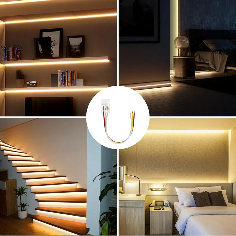 LightingWill LED Strip Connector 10mm 3Pin Transparent Solderless Clips, LED Light Strip Connector Strip to Wire Strip to Strip DC Adapter Connector for RGB IC Strip, Bulk 500pcs MOQ Factory Direct