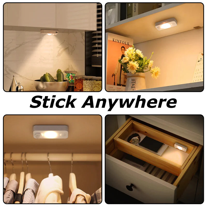 LightingWill Rechargeable LED Puck Closet Light 4/6/8 Pack, Motion Sensor Tap Switch Dimmable Cabinet Light, Warm / Daylight White, Black / White Finish, Easy Mounting for Closets and Cabinets