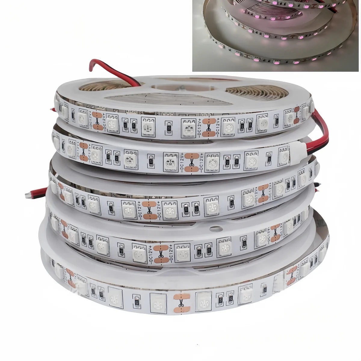 LightingWill 810nm SMD5050 DC12V IR LED Strip Light – 30/60/120 LEDs/m, 5 Meters, IP00/IP65