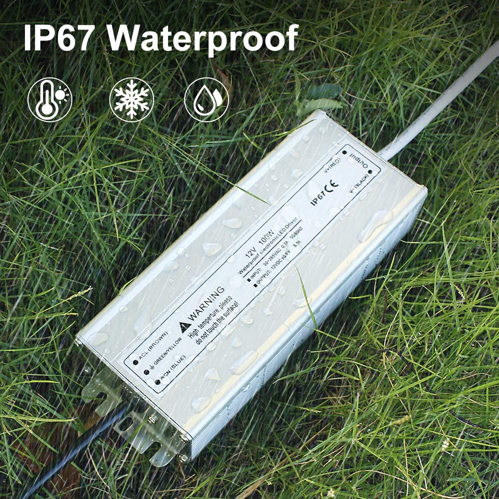 12V Waterproof LED Power Supply, 30W–300W Outdoor LED Driver, 90–265V AC Input, Single or Dual Wire Output, CE/RoHS/FCC Certified, US / UK / EU Plug &amp; Wire Lead Options