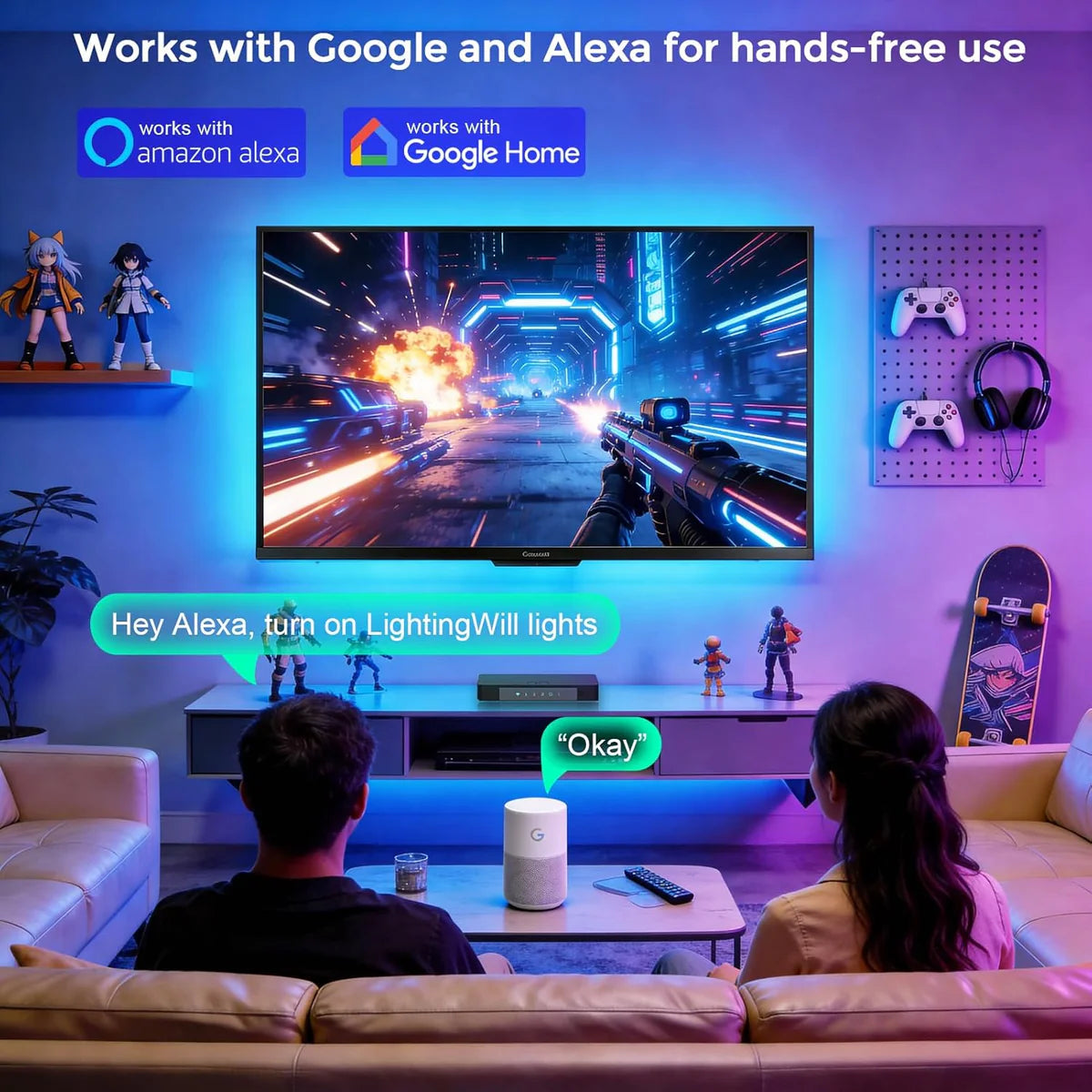 LightingWill CST3 HDMI 2.0 TV Sync Backlight Kit – Smart RGBIC LED Strip Syncs with Screen, 4K@60Hz, 72 LEDs/m, for Movies & Gaming, Compatible with PS5 / Xbox / PC (9.8 ft / 12.5 ft / 16.4 ft)