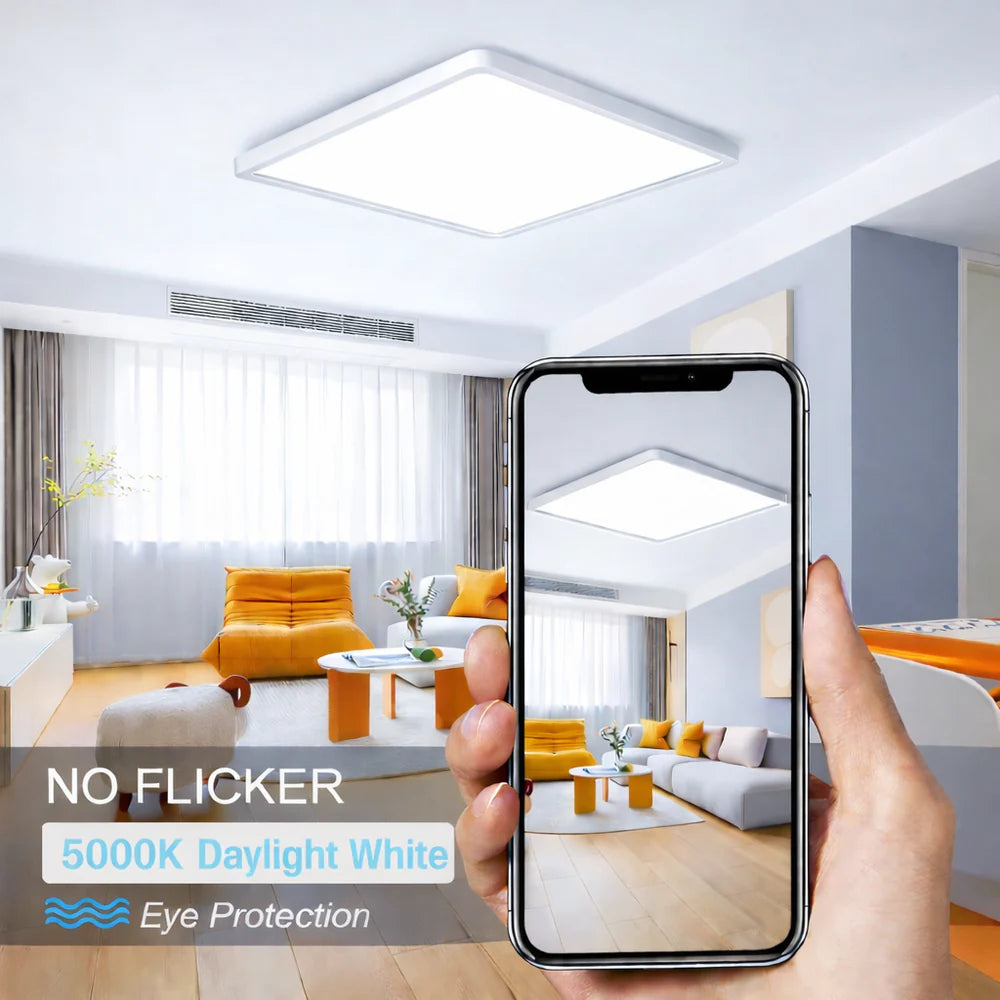 12 Inch 24W White Square Ceiling Light –  AC 220–240V | 3000K  / 5000K  | Flush Mount Ceiling Light for Modern Home Lighting | 1-Pack – Local Stock (UK)