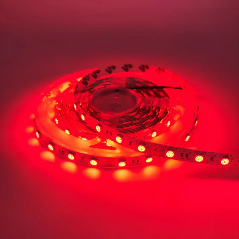 SMD5050 LED Strip Light, 5m Roll | 12V DC | 60 LEDs/m | 12W/m | Standard Brightness | Red / Green / Blue / Yellow / Pink / Icy Blue | IP00 / IP65 / IP67