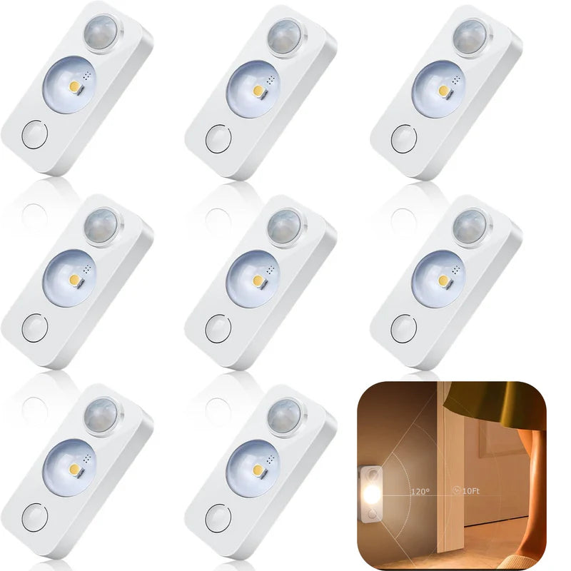 LightingWill Rechargeable LED Puck Closet Light 4/6/8 Pack, Motion Sensor Tap Switch Dimmable Cabinet Light, Warm / Daylight White, Black / White Finish, Easy Mounting for Closets and Cabinets
