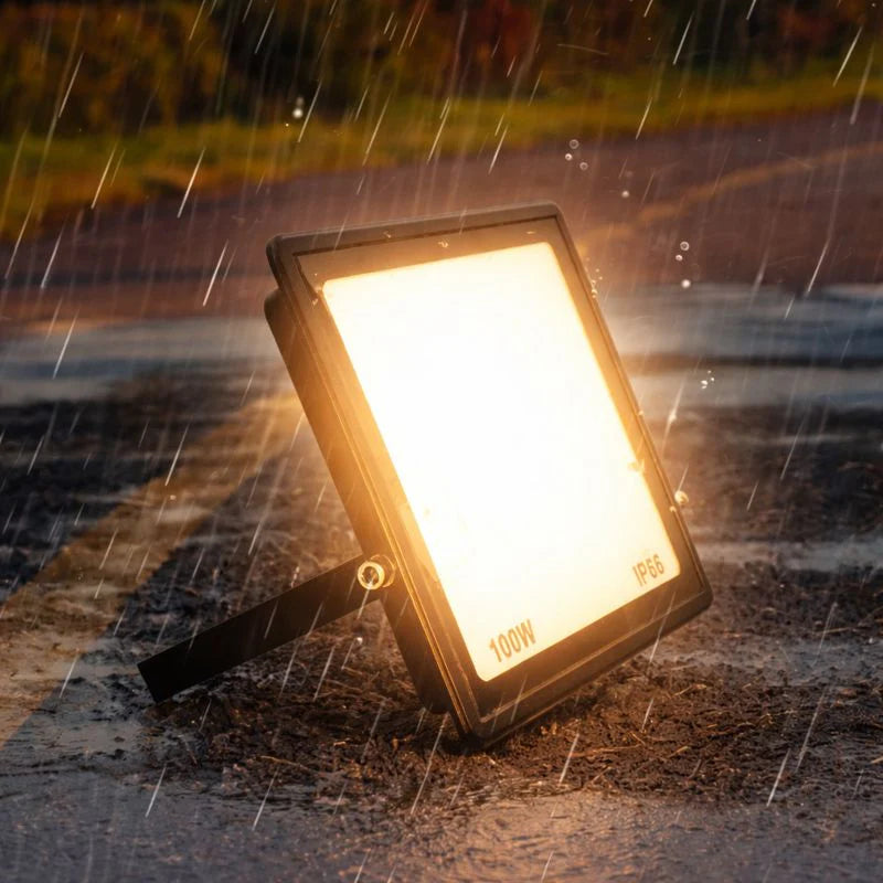 LightingWill FL-E Series LED Flood Light Outdoor 10W-300W IP66 SMD2835 Security Floodlight 90-100LM/W Aluminum Black Housing Hardwired Warm White Cool White 2/10-Pack