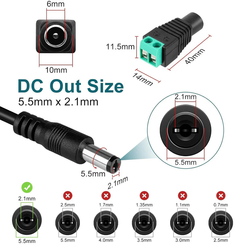 Desktop Power Supply Adapter DC 24V 60W–120W, AC 100–240V Input Switching Transformer Charger with US Plug for LED Strip Lights, 3D Printers, CCTV, Electronics