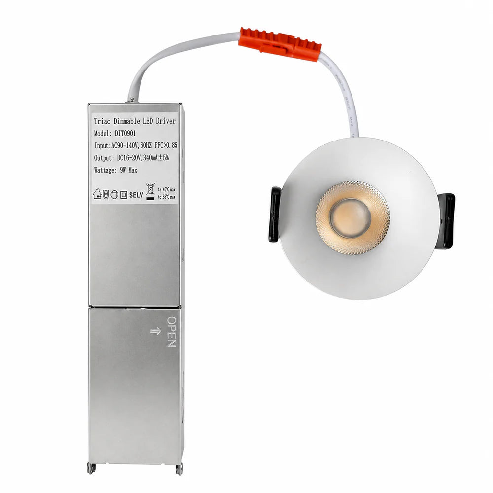 CDG-US Curved Reflector 9W (2.6″) Deep Anti-Glare Full Spectrum LED Downlight | 90–140V | 4/12 Pack | 5CCT Adjustable | 24° Beam | White Housing | CRI>97 | Architectural Recessed Lighting