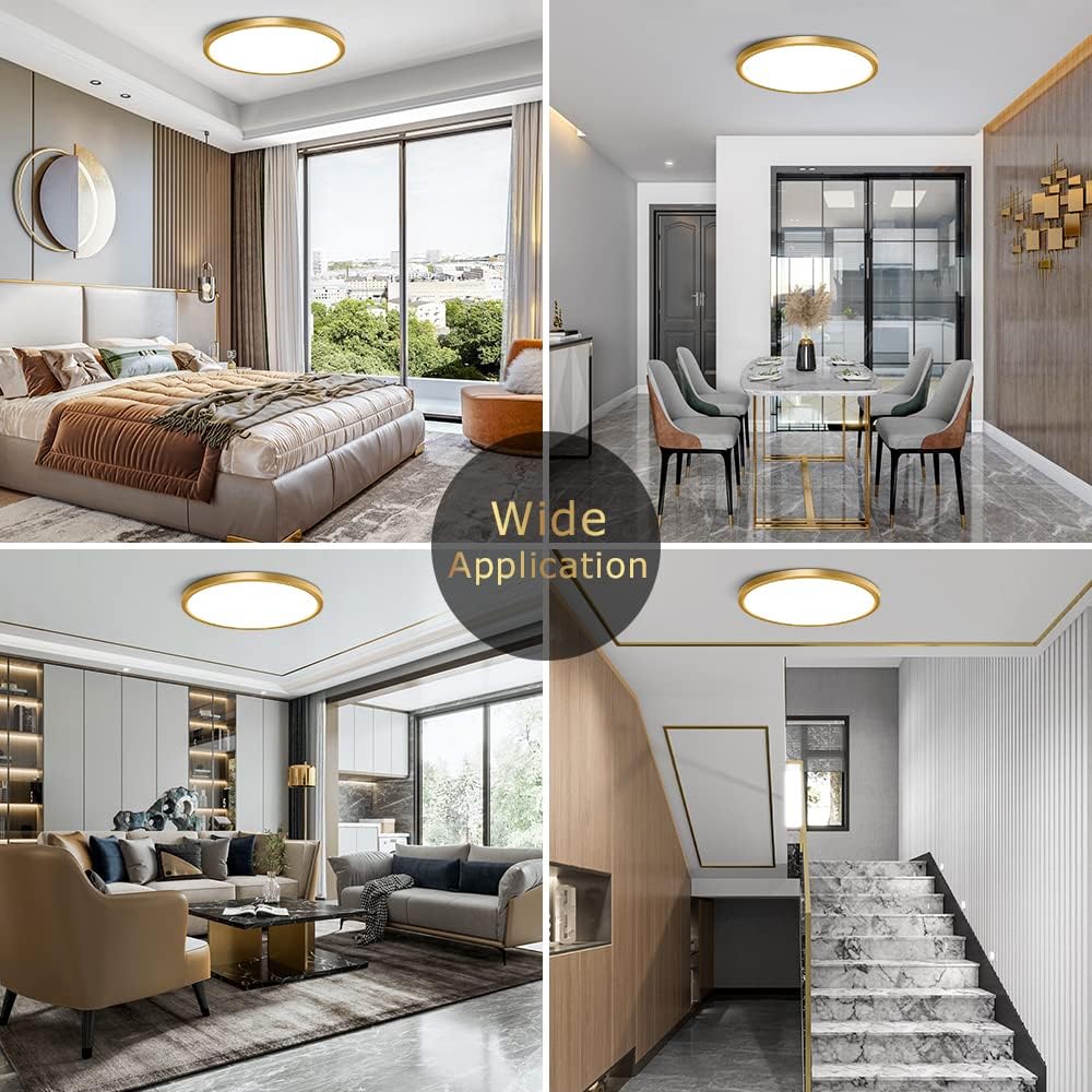 AC 110–130V Round Gold LED Ceiling Light, 18W / 24W / 32W Options 3000K / 4500K / 5000K / 6500K Flush Mount Ceiling Light Local Stock (US)