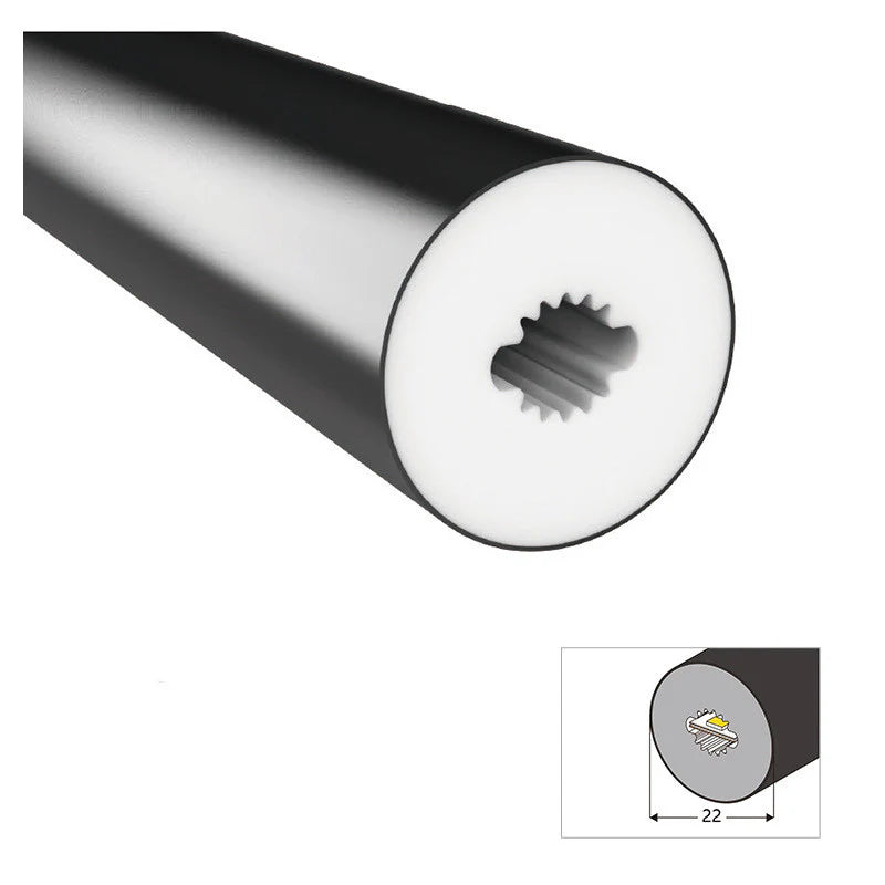 S22D Neon Light Housing – ⌀22mm | Silicone LED Channel System | 6mm PCB Width | IP67 Waterproof | 16.4FT/5M*1/16.4FT/5M*5 | Local Stock US/UK/DE