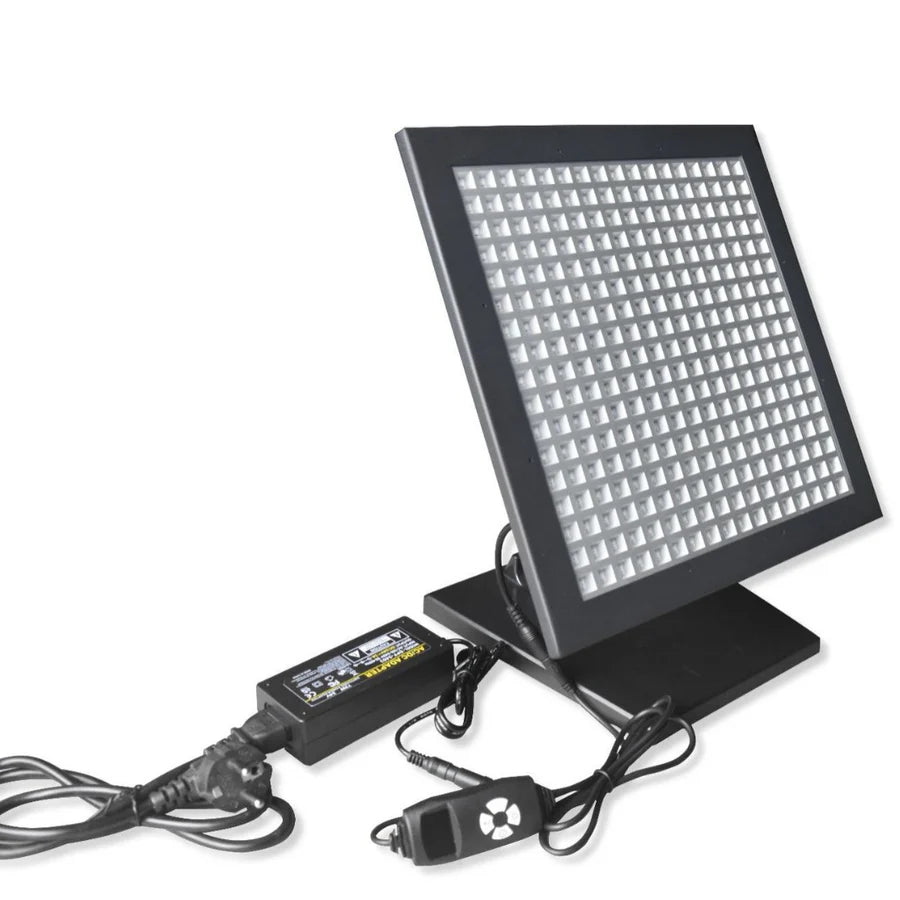 50W Infrared Therapy Lamp – Red Light 655–665nm & IR 850–860nm | Dimmable Timer | AC100–240V | Aluminum Alloy + PC Cover | Blue / Desktop Stand | for Skin Care & Muscle Relief | Controller & Goggles Included | US / EU / UK / AU Plug