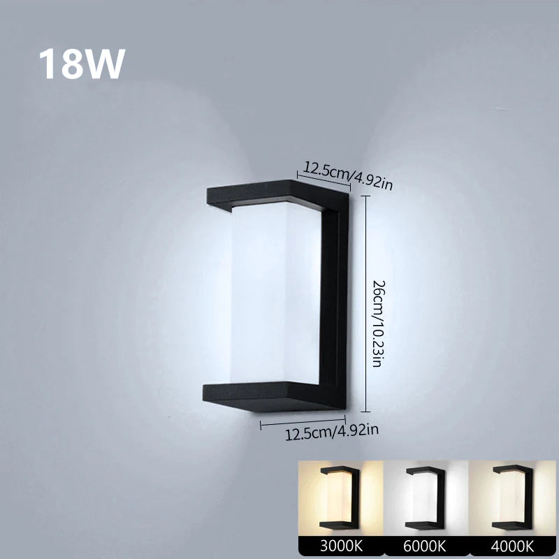 LightingWill LED Wall Light 18W 30W Outdoor Waterproof Wall Sconce 3000K 4000K 6000K Black Open Frame Up Down Wall Light IP65 Aluminum Porch Garden Balcony Indoor 2 Pack