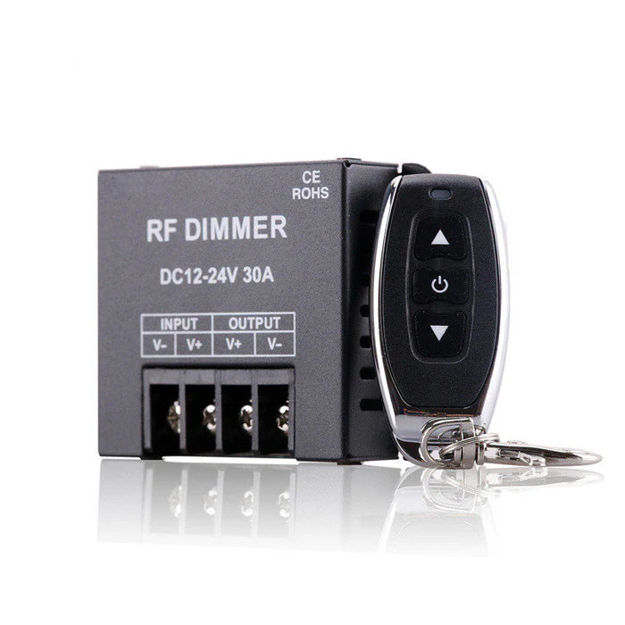 LightingWill LED Strip Dimmer DC12V 24V 30A High Power RF Remote LED Controller for Single Color 5050 3528 LED Strips