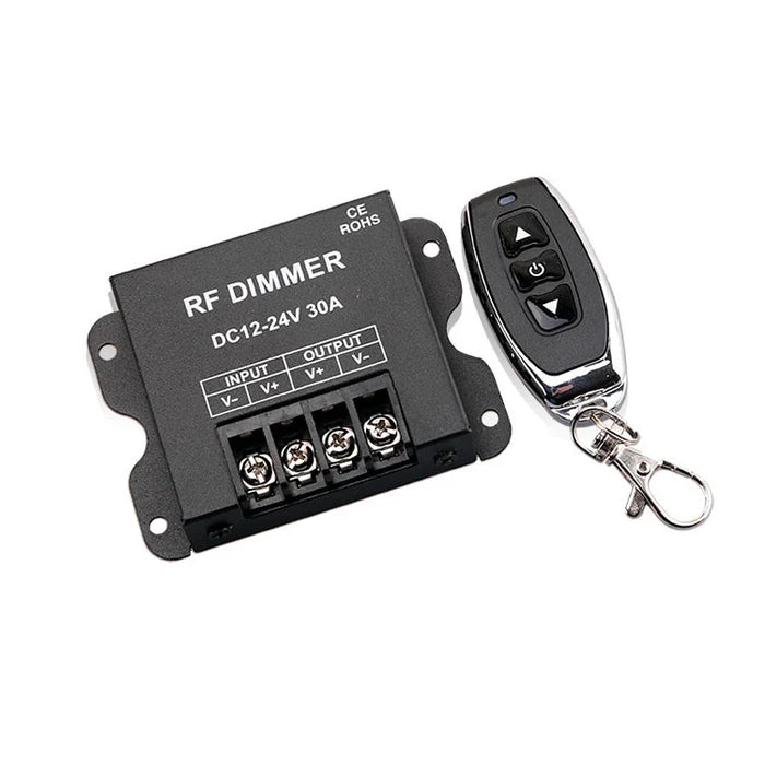 LightingWill LED Strip Dimmer DC12V 24V 30A High Power RF Remote LED Controller for Single Color 5050 3528 LED Strips