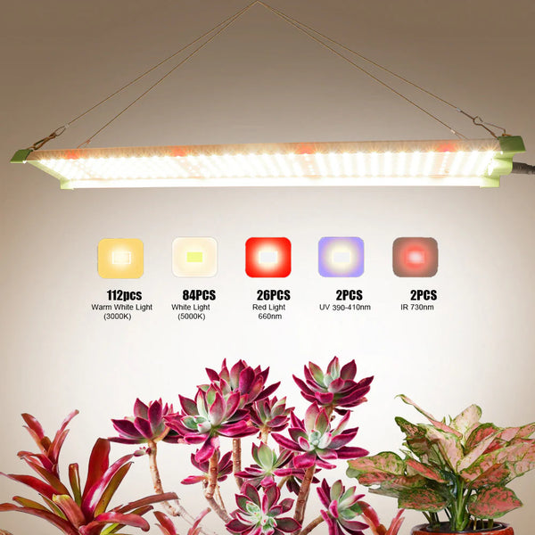 Full Spectrum Quantum Panel LED Grow Light - AC85–277V | 45W | SMD2835 - 226 LEDs | 5000K / 3000K + 660nm Red + 730nm IR + 395nm UV | Included Hanging Rope, Switch Power Supply | for Indoor Plants & Hydroponics
