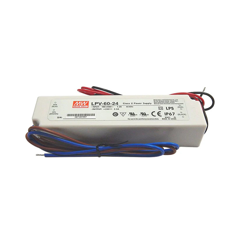 MEANWELL LPV Series IP67 Waterproof Switching Power Supply, AC90-264V Input | DC Output 12V / 24V | 35W / 60W / 100W / 150W | IP67 Waterproof | UL / CE Certified