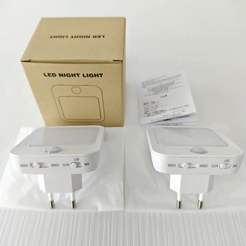 LightingWill Plug in LED Motion Sensor Night Light US EU Plug PIR Motion Activated Warm White Daylight White Night Light for Bedroom Bathroom Kitchen Hallway Stairway 2 4 10 Pack