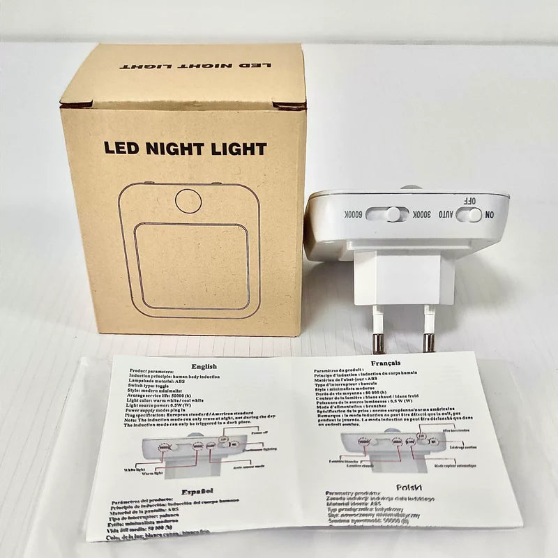 LightingWill Plug in LED Motion Sensor Night Light US EU Plug PIR Motion Activated Warm White Daylight White Night Light for Bedroom Bathroom Kitchen Hallway Stairway 2 4 10 Pack