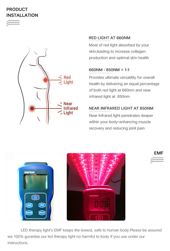 50W Desktop Infrared Therapy Lamp – 40 LEDs | Button / Touch Control | Red Light 660nm & IR 850nm | Dimmable Timer | AC100–240V | Desktop Stand Design | for Skin Care | Hanging Rope & Goggles Included | US / EU / UK / AU Plug