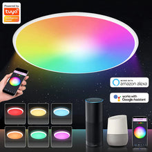 12 Inch 24W White / Black Smart RGBCW Round Slim LED Ceiling Lights – AC 110–130V | RGB Color Changing, 2700K–6500K Adjustable with Dimmable Brightness | Compatible with Alexa/Google Home/APP Control WiFi Light for Bedroom/Kids Room/Party – 2-Pack