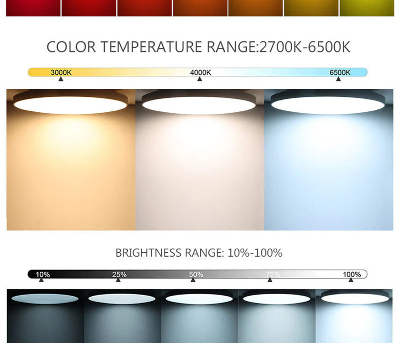 12 Inch 24W White / Black Smart RGBCW Round Slim LED Ceiling Lights – AC 220–240V | RGB Color Changing, 2700K–6500K Adjustable with Dimmable Brightness | Compatible with Alexa/Google Home/APP Control WiFi Light for Bedroom/Kids Room/Party – 2-Pack