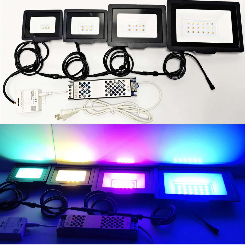 LightingWill FL-IC Series RGBIC LED Flood Light 10W-50W WS2811 Addressable IP66 24V DC Outdoor Landscape Light Aluminum Housing Wall Wash Stage Lighting 2/10-Pack