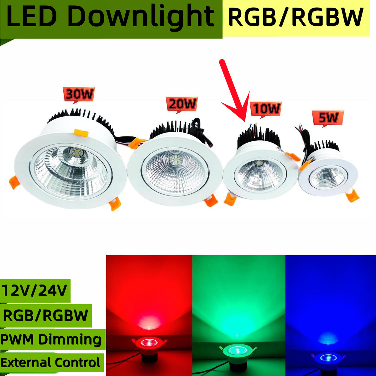 KOSTENLOSER VERSAND 4er-Pack RGBW LED 10W Einbau-Deckenleuchten Fotowandbeleuchtung Leuchten Einbau-Downlight Energiesparende Bekleidungsgeschäft Hotelbeleuchtung Barbeleuchtung Tanzsaalbeleuchtung 