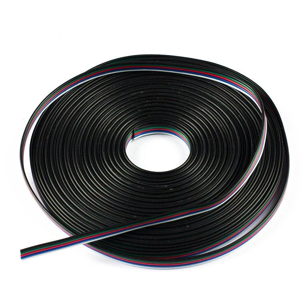 22Guage RGBW RGBWW LED Strip Extension Cable, 5pin 5Color Stand Wire Bonded Flat Cable for SMD5050 RGBW RGBWW Color, 20m/50m