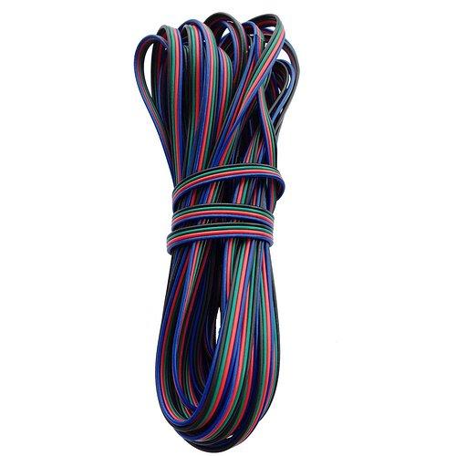 22Guage RGB LED Strip Extension Cable, 4pin 4Color Stand Wire Bonded Flat Cable for SMD5050 3528 RGB Color, 20m/50m