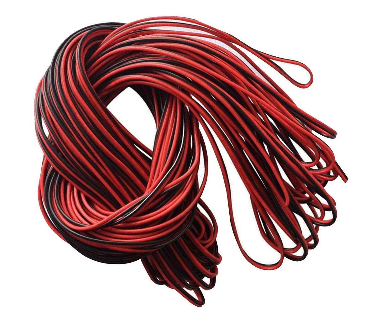 22Guage Red&Black LED Strip Extension Cable, 2pin 2 Color Stand Wire Bonded Flat Cable for SMD5050 3528 5630 2538 Single Color, 20m/50m
