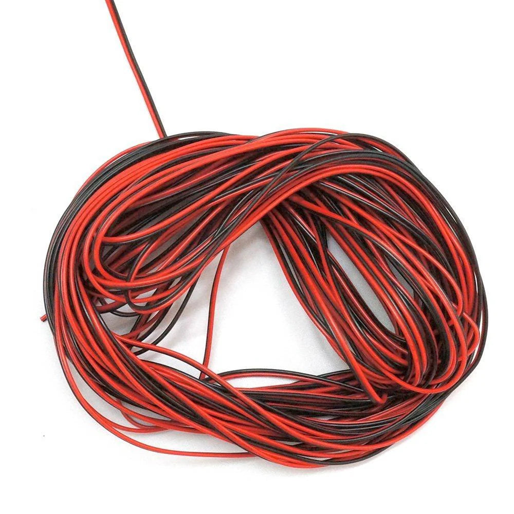 22Guage Red&Black LED Strip Extension Cable, 2pin 2 Color Stand Wire Bonded Flat Cable for SMD5050 3528 5630 2538 Single Color, 20m/50m