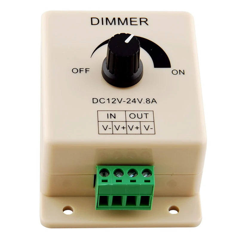 LightingWill LED Strip Dimmer DC12V 24V 8A Rotary Knob LED Controller Wall Mount Dimmer for Single Color LED Strips