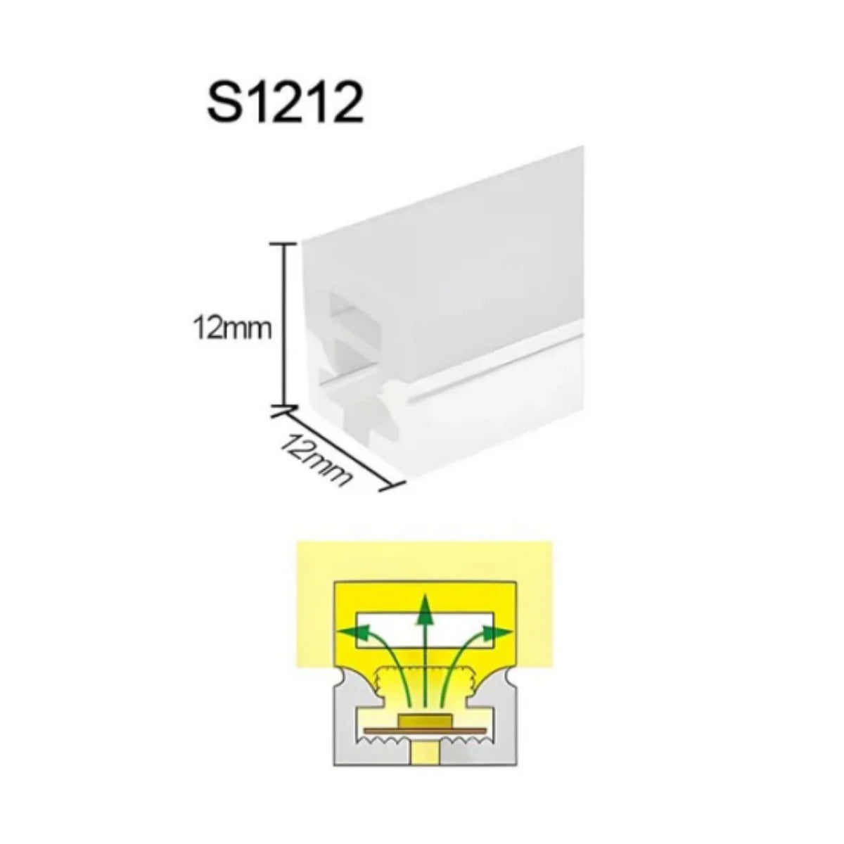 S1212 Neon Light Housing – 12x12mm | Silicone LED Channel System | 8mm PCB Width | IP67 Waterproof | 16.4FT/5M*1/16.4FT/5M*5 | Local Stock US/UK/DE