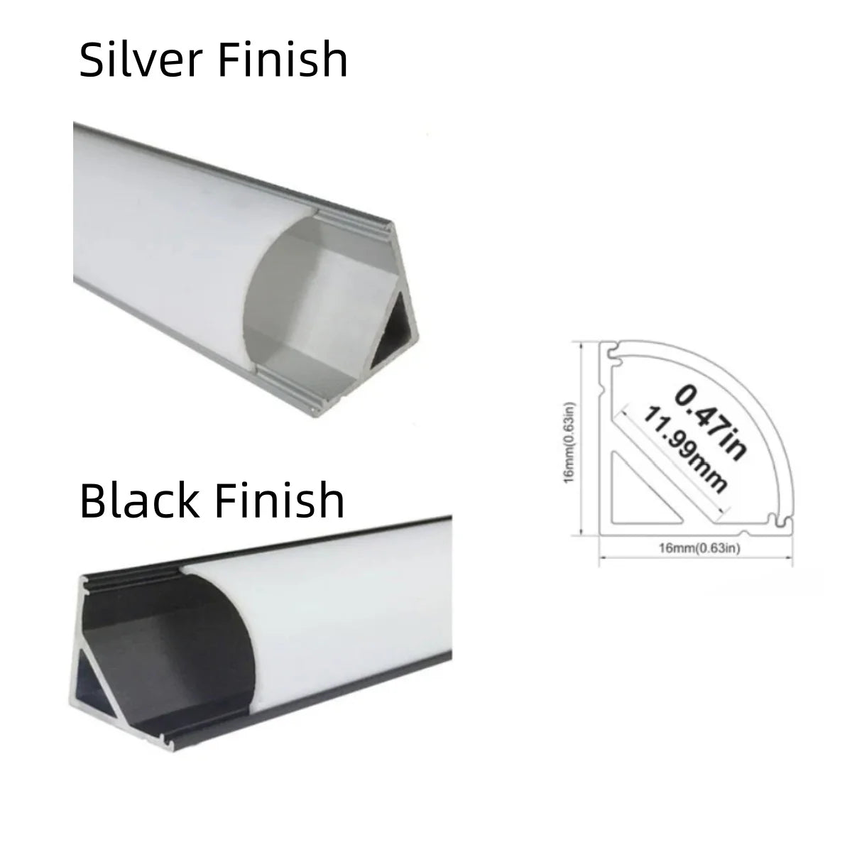 V02 Black Aluminum Rigid LED Strip Light -  16×16mm | DC12V | SMD5630 72 LEDs/M | 0.5M/1M | Warm White / Natural White / Cool White | Black Finish | Non-Waterproof | for Indoor Accent & Display Lighting | 10 / 50PCS