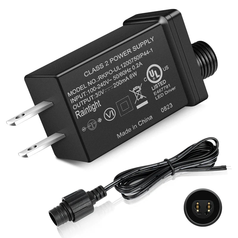 LightingWill IP44 Class 2 Power Supply AC 100–240V to DC 4.5V/12V/24V/30V Waterproof Outdoor LED Driver Adapter Transformer, US Plug for Inflatable Decorations, String Lights, Christmas Trees