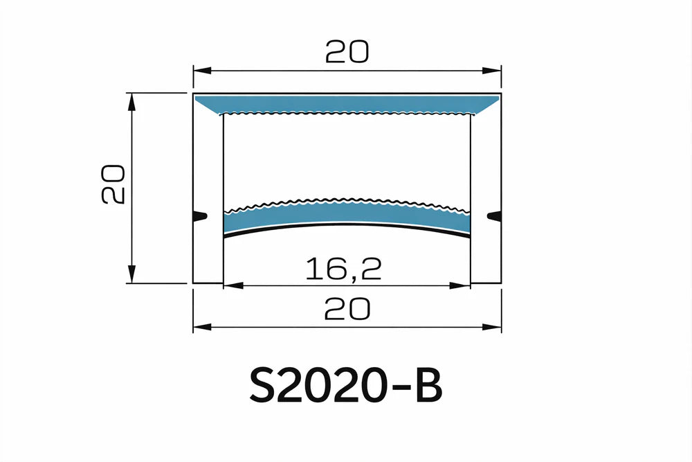 Q-TE Series 20×20mm Top Emitting LED Neon Housing | Max Strip Width ≤16mm | S2020-B Architectural Neon Housing | 16.4FT/5M | Edge-Free Quick Install | Storefront Cove Lighting