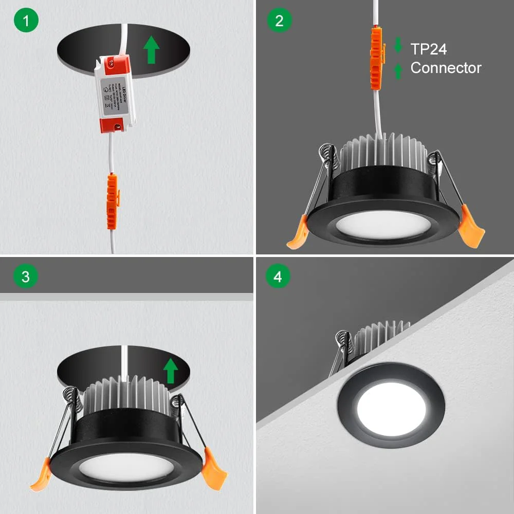 Smart RGB Downlight – WiFi Recessed Lighting, 2 Inch 5W, Dimmable RGB + CCT 2700–6500K, Works with Alexa & Google, 100–240V, Black Housing, 4 / 6 / 10 Pack Options