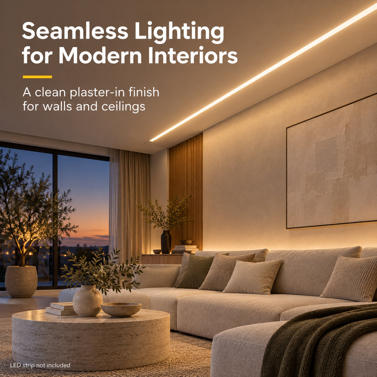 Silver XT-928 Double-Sided LED Aluminum Channel for Plaster-In Drywall, Fits LED Strips Up to 13mm Wide, with Milky White Diffuser