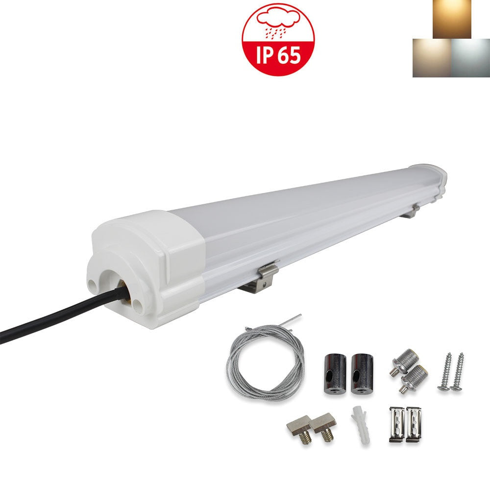 LightingWill Wetterfeste IP65 Nicht dimmbare LED-Linearleiste 2 / 3 / 4 / 5 Fuß (600 mm) 18 W in Aluminium + PC-Gehäuse - Modell A