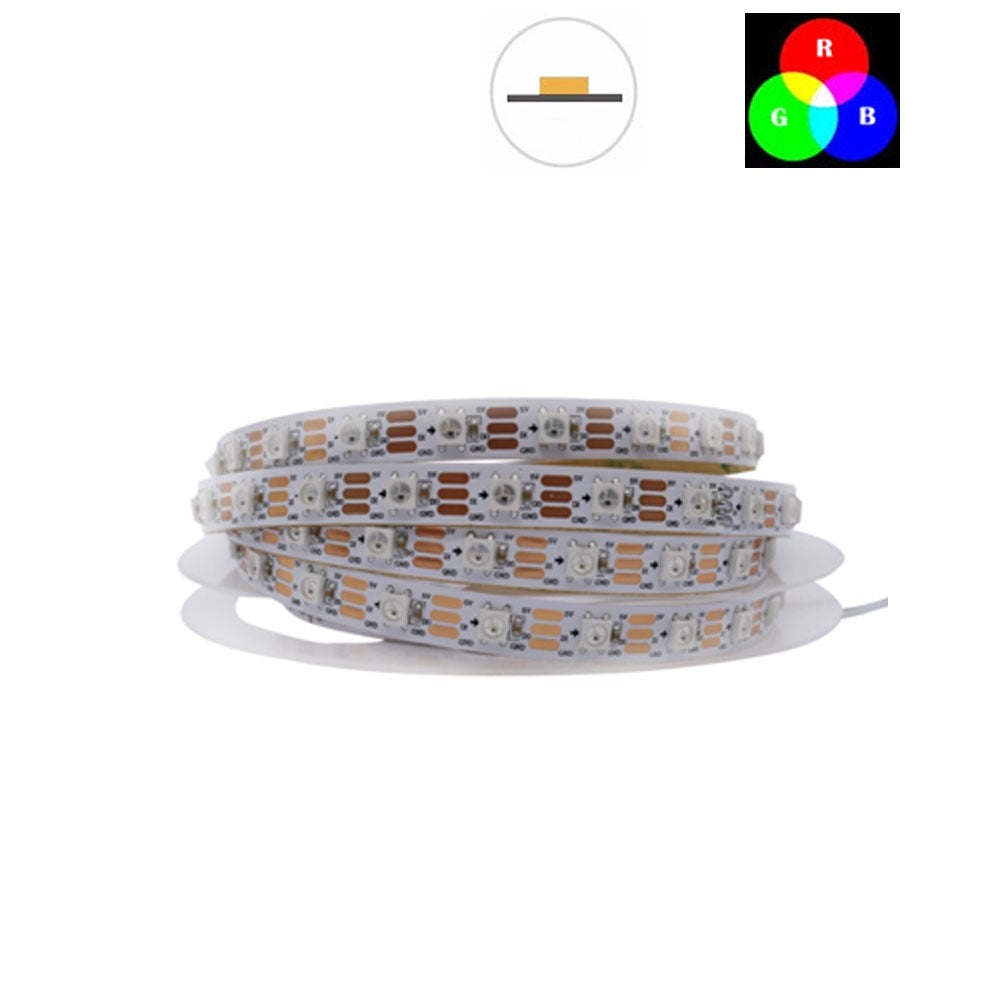 DC 5V TM1914 Breakpoint Continuingly RGB Color Changing Addressable LED Strip Light 5050 RGB 16.4 Feet (500cm) 60LED/Meter LED Pixel Flexible Tape White PCB