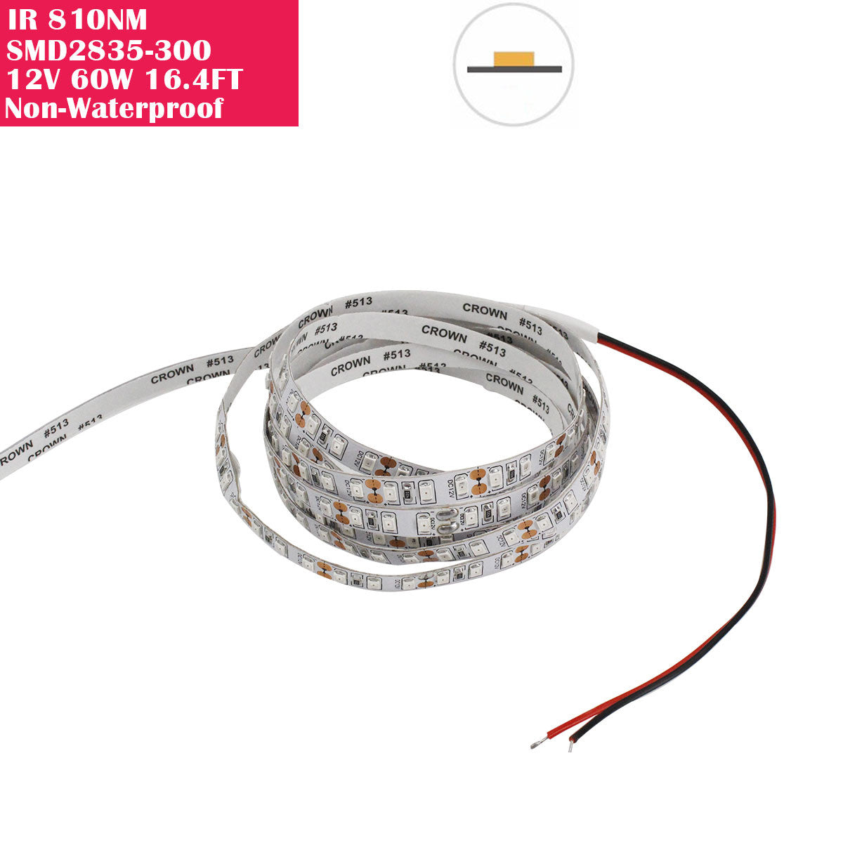 5 Meter (16,4 Fuß) IR Infrarot 810 nm SMD2835-300 12 VDC 60 Watt 60 LED/Meter flexible LED-Streifenlichter