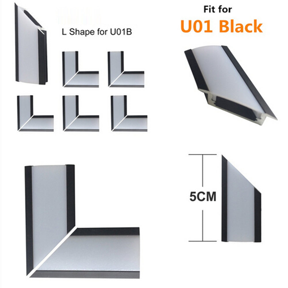 5Pair/10Pcs Spliced L-shape Adapter of LED Aluminum Channel Solution for 90 Angle Turning Corner Cabinet Bar Kitchen Wardrobe Installation Fit for Aluminum Profile Model U01, U02, U03, U04, U05,U06