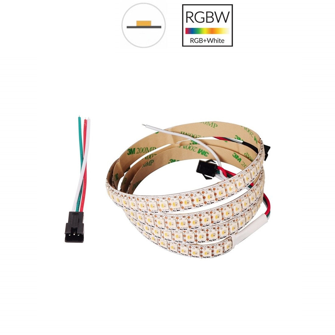 DC 5V SK6812 Individually Addressable LED Strip Light 5050 RGBW 6.6 Feet (200cm) 144LED/Meter LED Pixel Flexible Tape White PCB