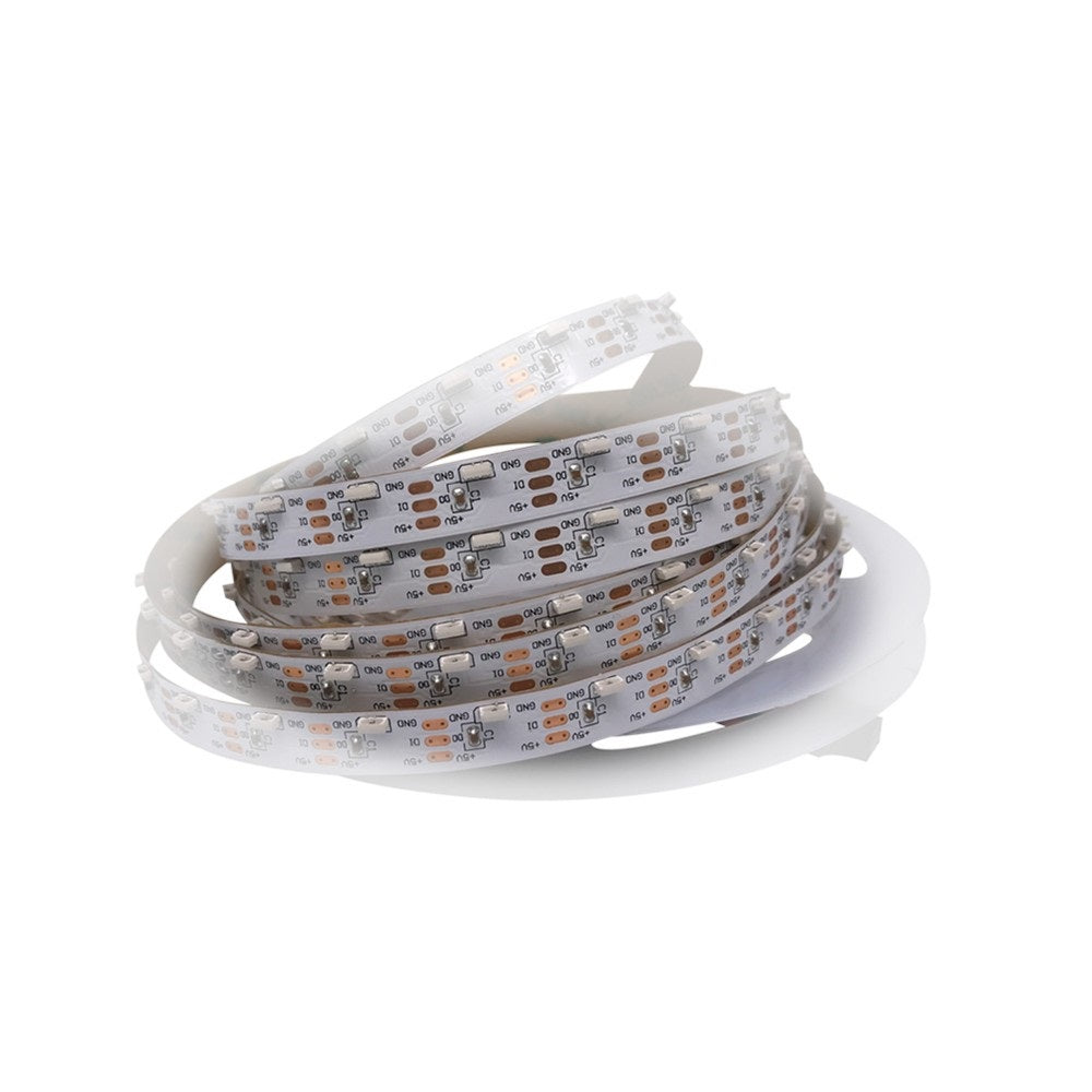 DC 5V 5Meter (16.4Feet) Side Emitting RGB SMD4020 SK6812 Individually Addressable LED Strip Light 60LED/Meter LED Pixel Flexible Tape White PCB Side Emitting SK6812 RGB LED Strip ndividual Addressable