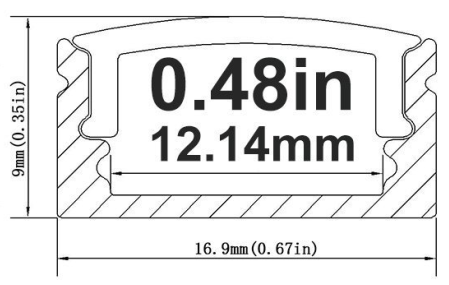 Silbernes U02 9 x 17 mm U-förmiges Innenprofil, Breite 12 mm, LED-Aluminium-Kanalsystem mit Abdeckung, Endkappen und Befestigungsclips für die Installation von LED-Lichtstreifen