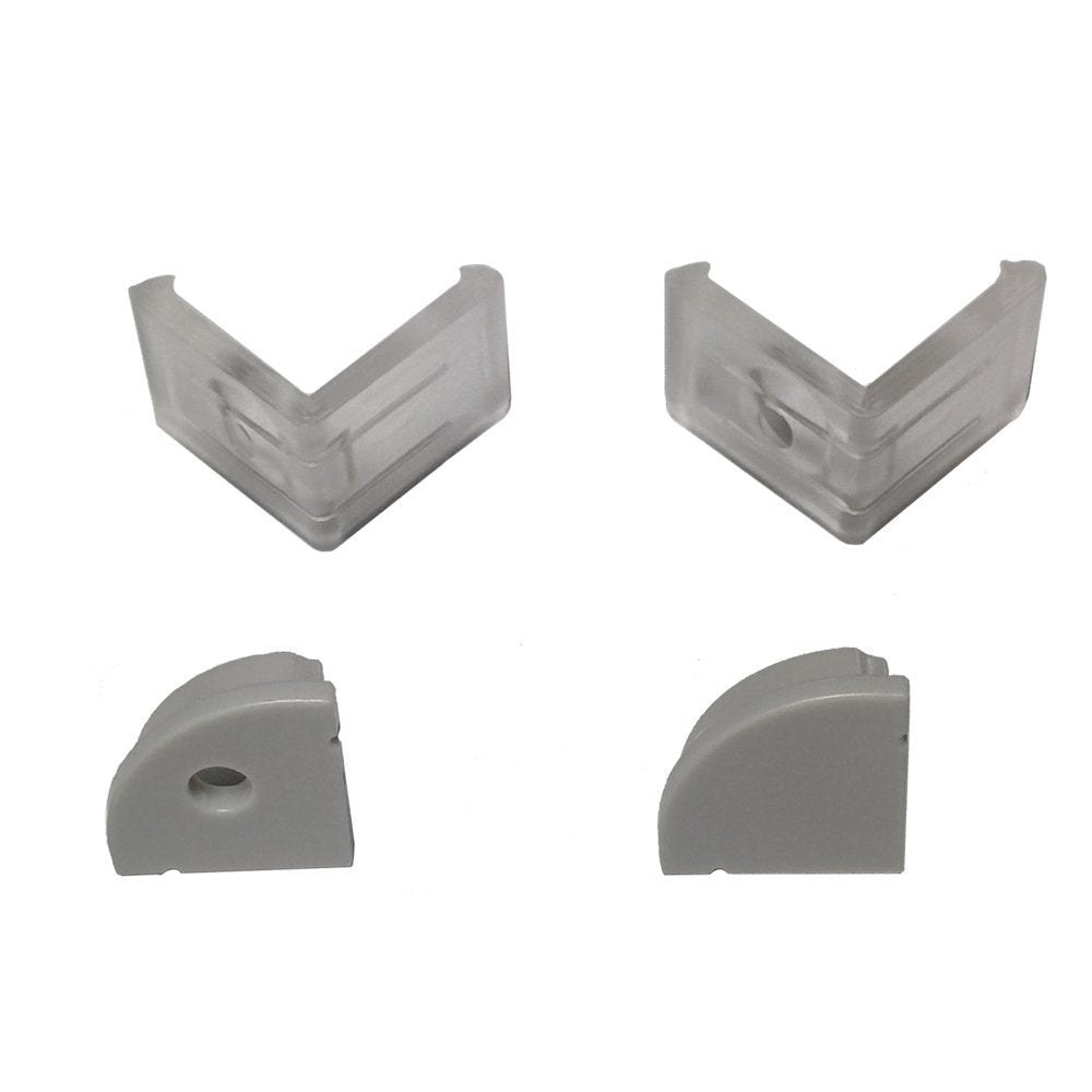 Silber V02 16x16mm V-förmig gebogener Abdeckungskanal Innenbreite 12mm Eckmontage LED-Aluminiumkanal mit Endkappen und Montageklammern Aluminiumprofil