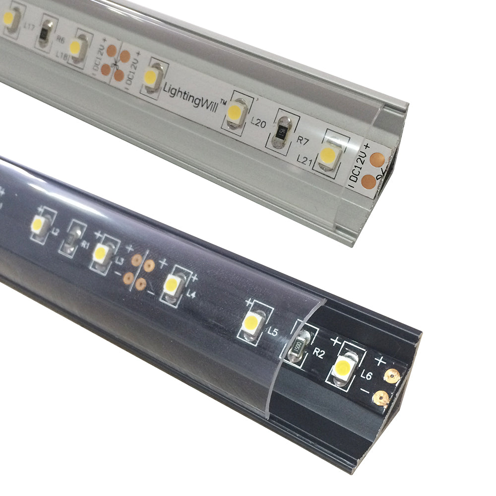 Silber V02 16x16mm V-förmig gebogener Abdeckungskanal Innenbreite 12mm Eckmontage LED-Aluminiumkanal mit Endkappen und Montageklammern Aluminiumprofil