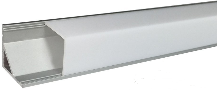 Silber V01 16x16mm V-förmige vertikale Winkelabdeckung Innenbreite 12mm Eckmontage LED-Aluminiumkanal mit Endkappen und Montageclips Aluminium-Extrusion